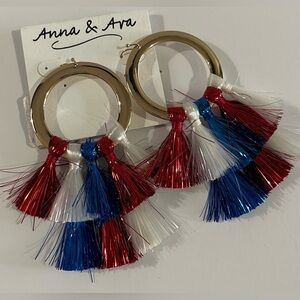 NEW Anna & Ava Red, Blue, and White Tassel Earrings